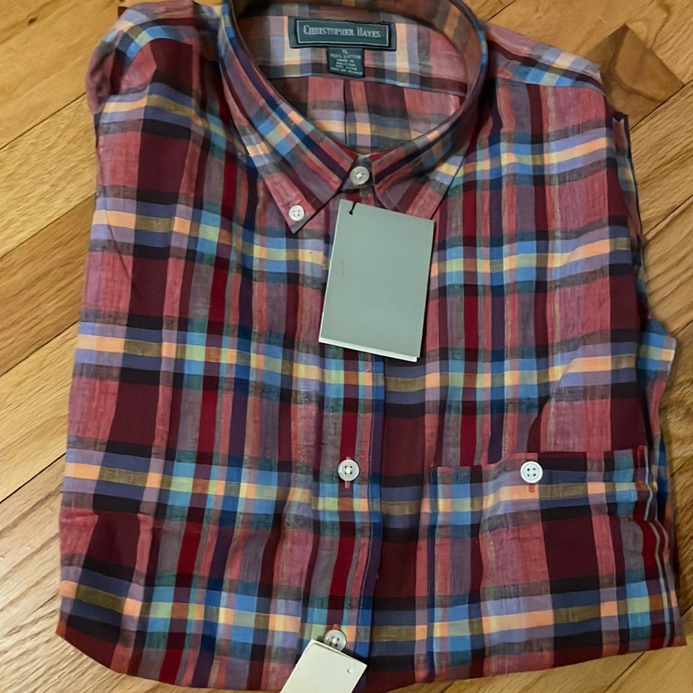 Christipher hayes madras short sleeve shirt. New with tags